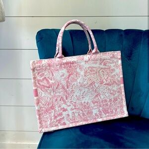 Pink White Tote